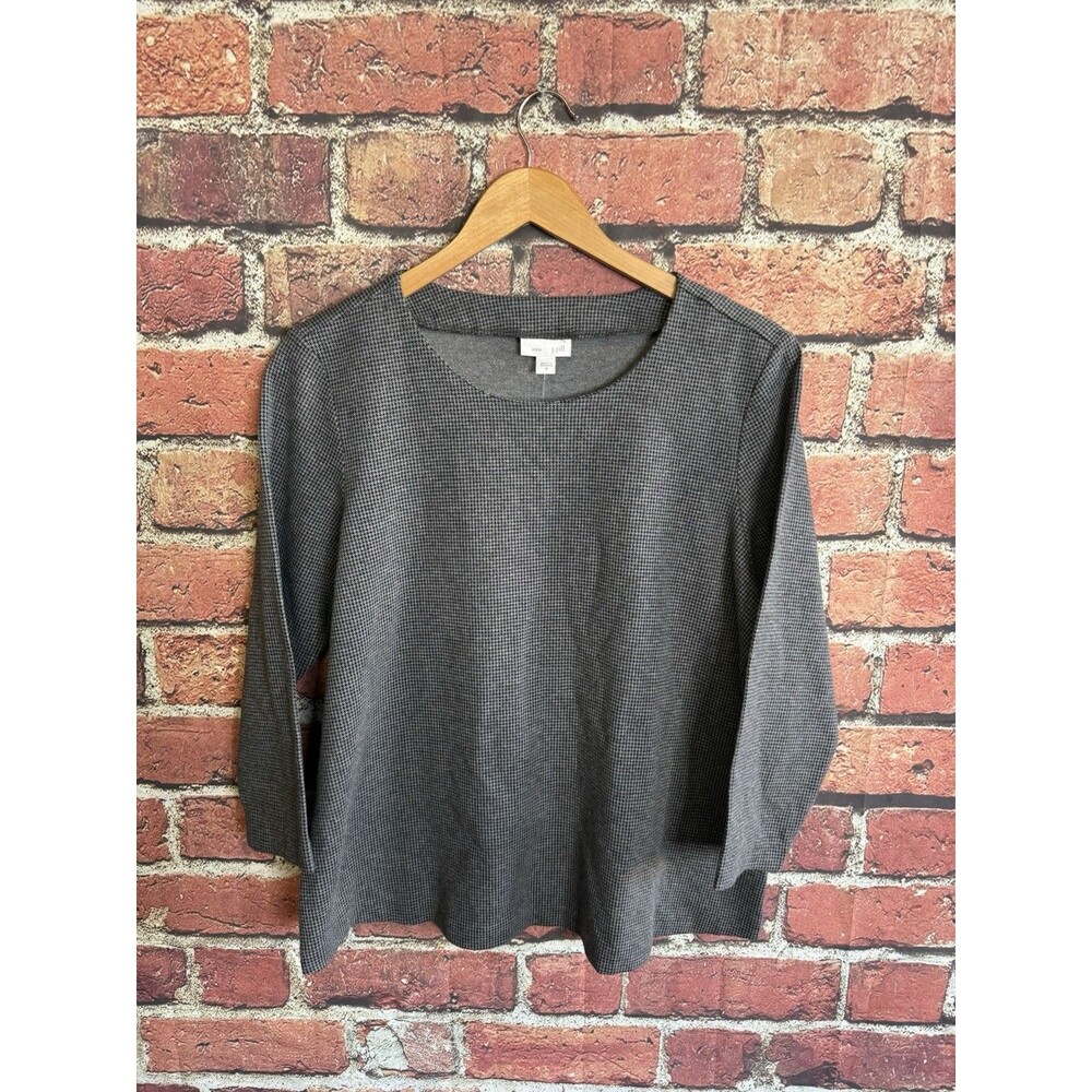 J. Jill Womens Gray 3/4 Sleeve Round Neck Knit Shirt Size Medium NWT